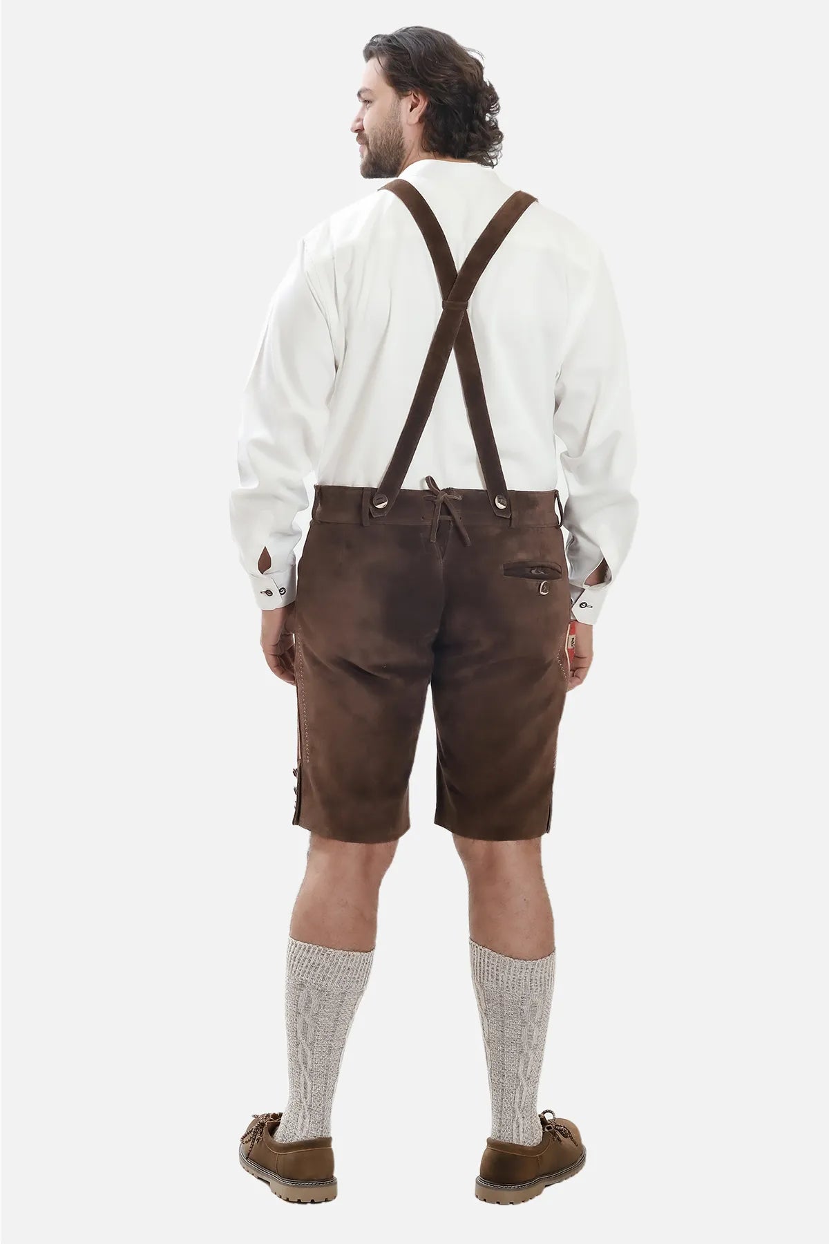 Men's Chocolate Brown Bavarian Lederhosen with Suspenders
