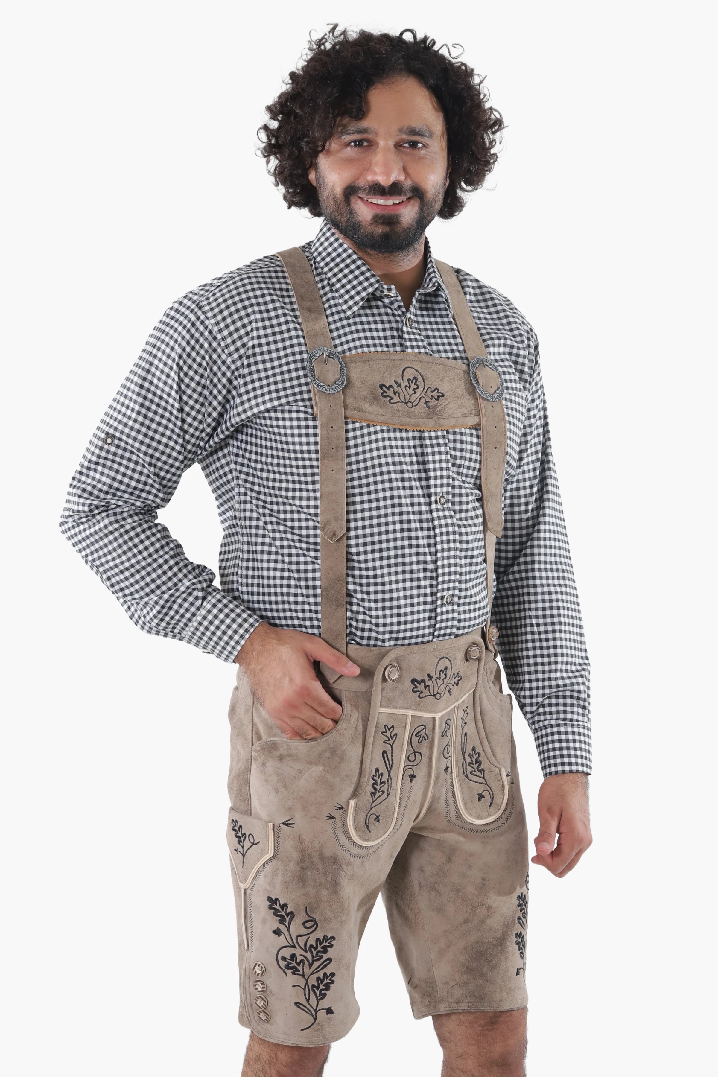 Men's Stone Gray Lederhosen Shorts