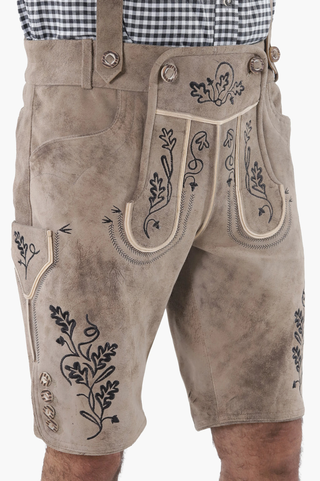 Men's Stone Gray Lederhosen Shorts