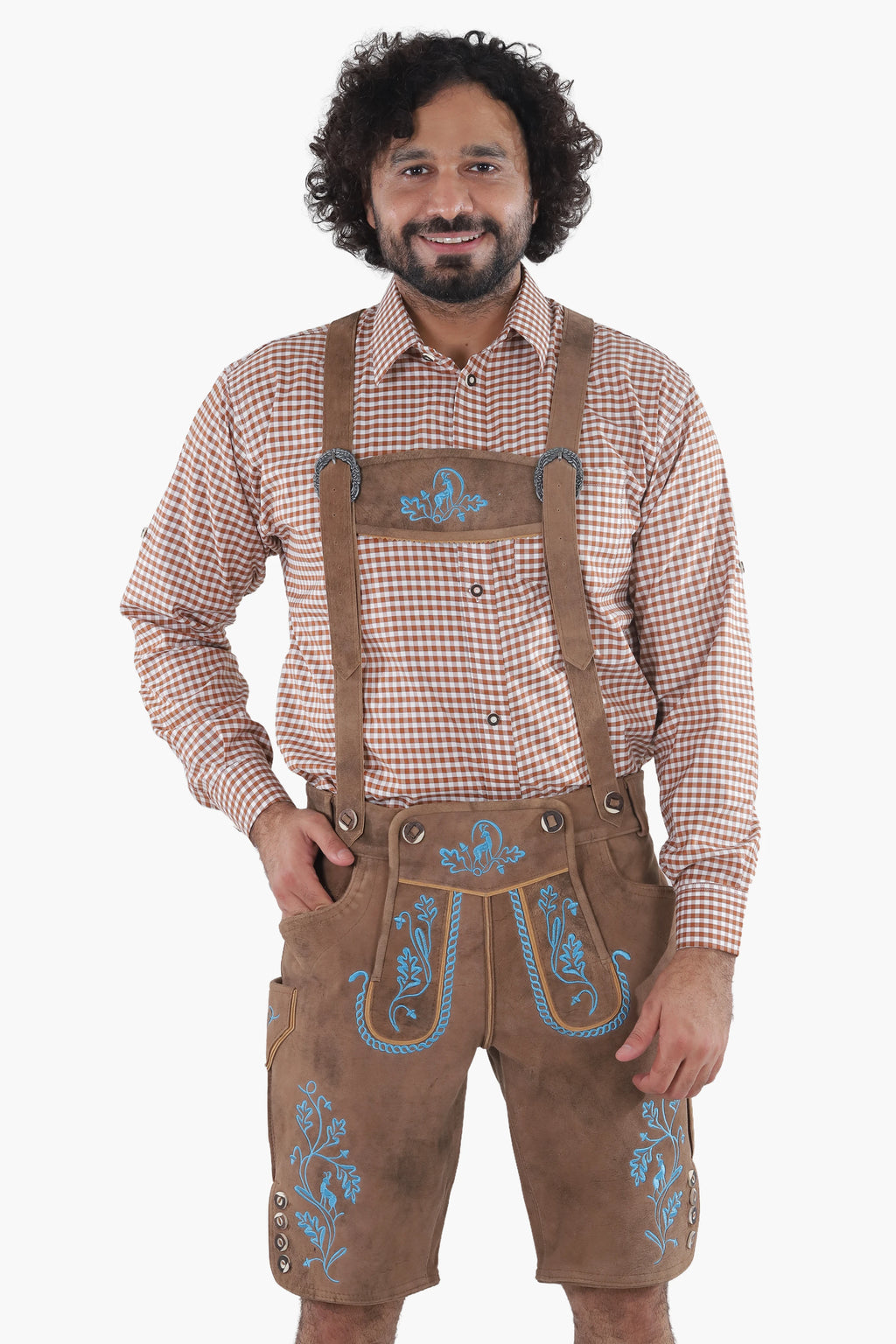 Dark Walnut Brown Lederhosen Men Shorts