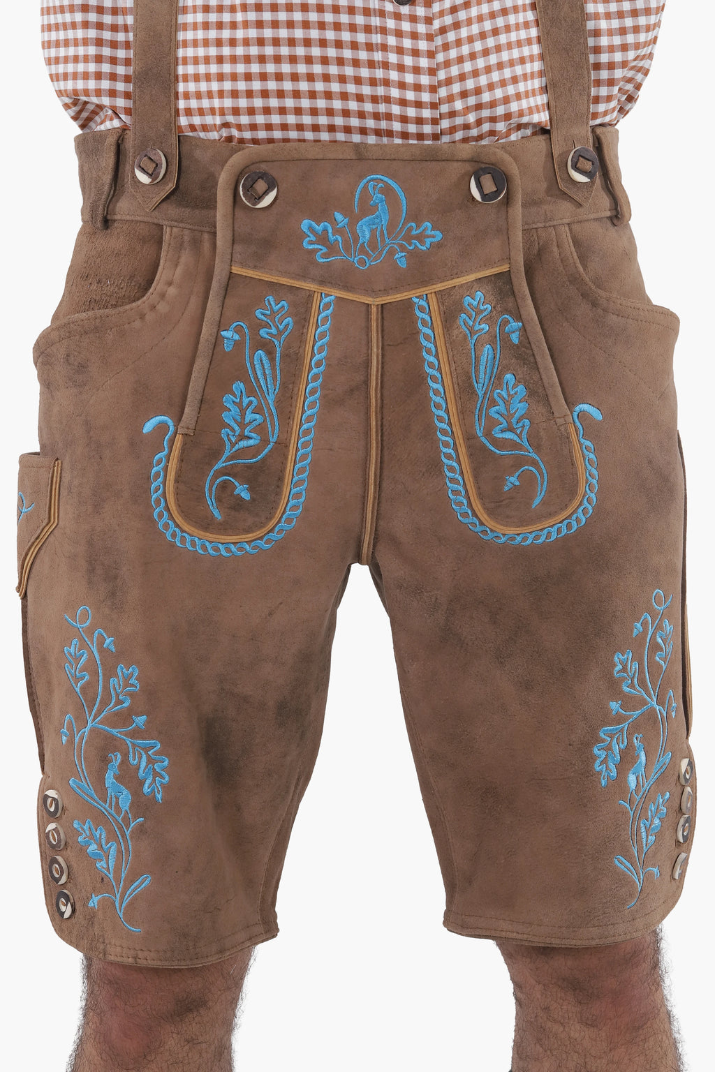 Dark Walnut Brown Lederhosen Men Shorts