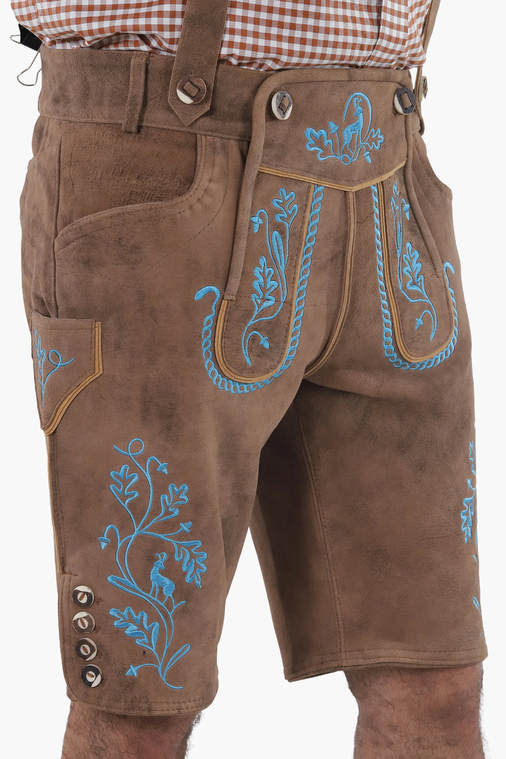 Dark Walnut Brown Lederhosen Men Shorts
