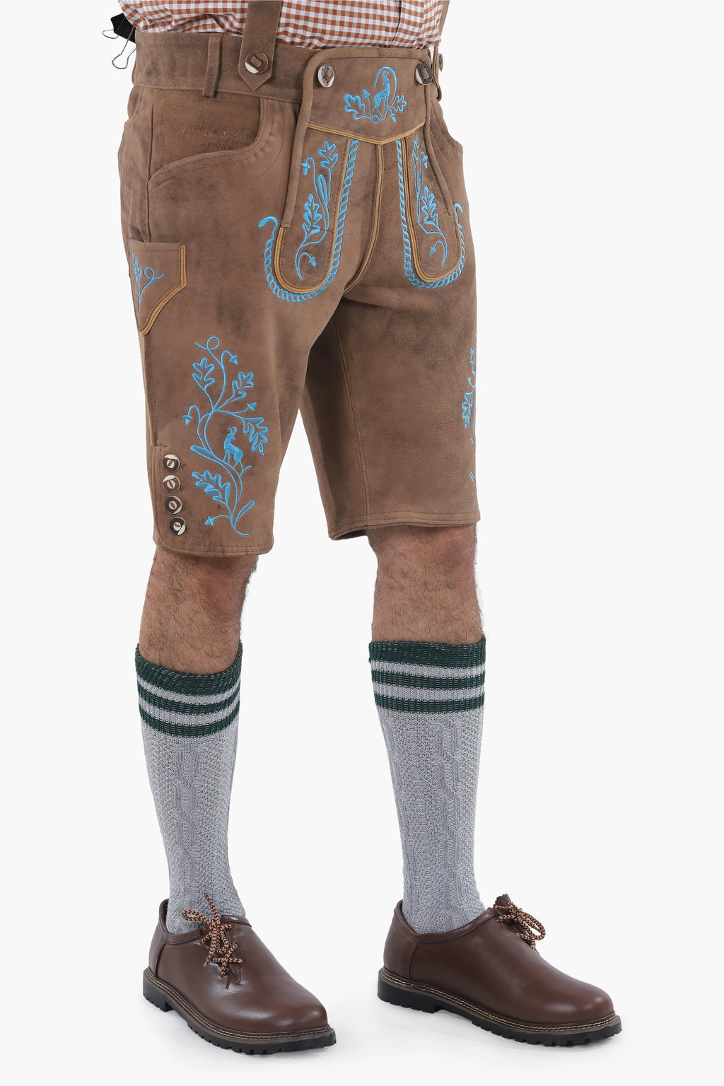 Dark Walnut Brown Lederhosen Men Shorts