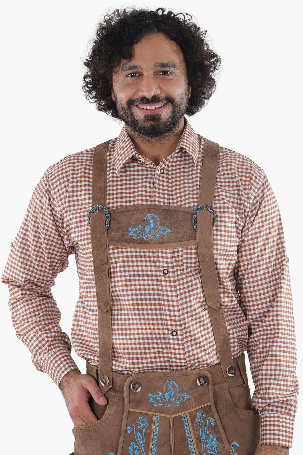 Dark Walnut Brown Lederhosen Men Shorts