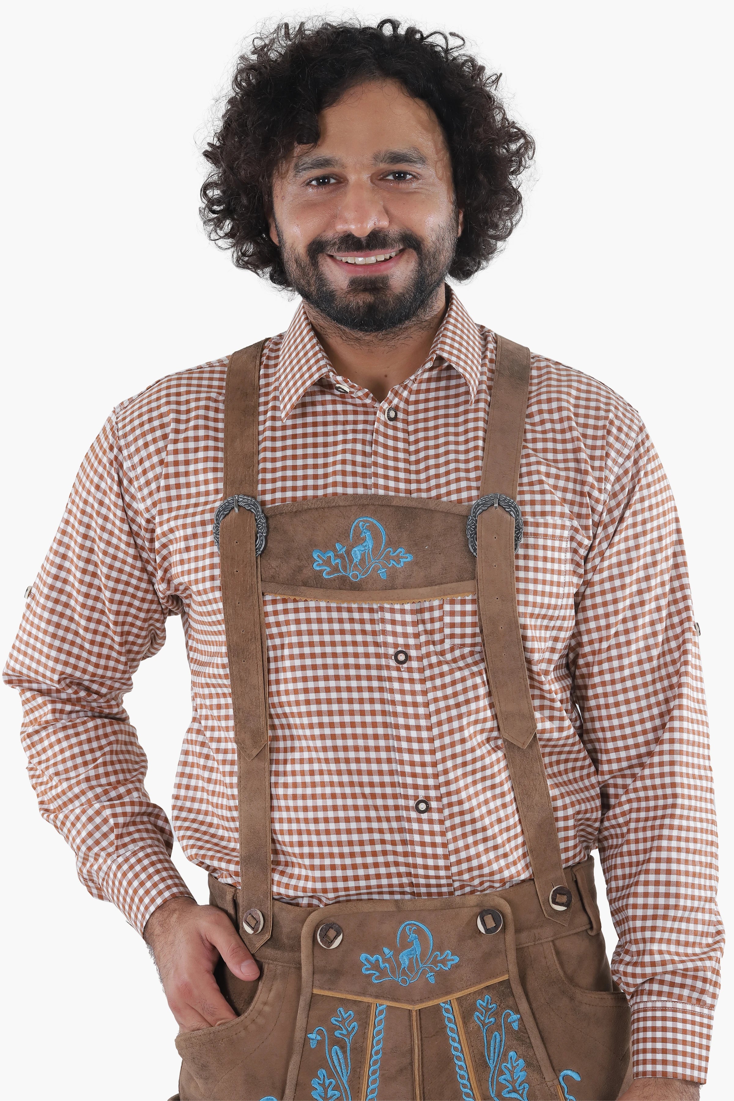 Dark Walnut Brown Lederhosen Men Shorts