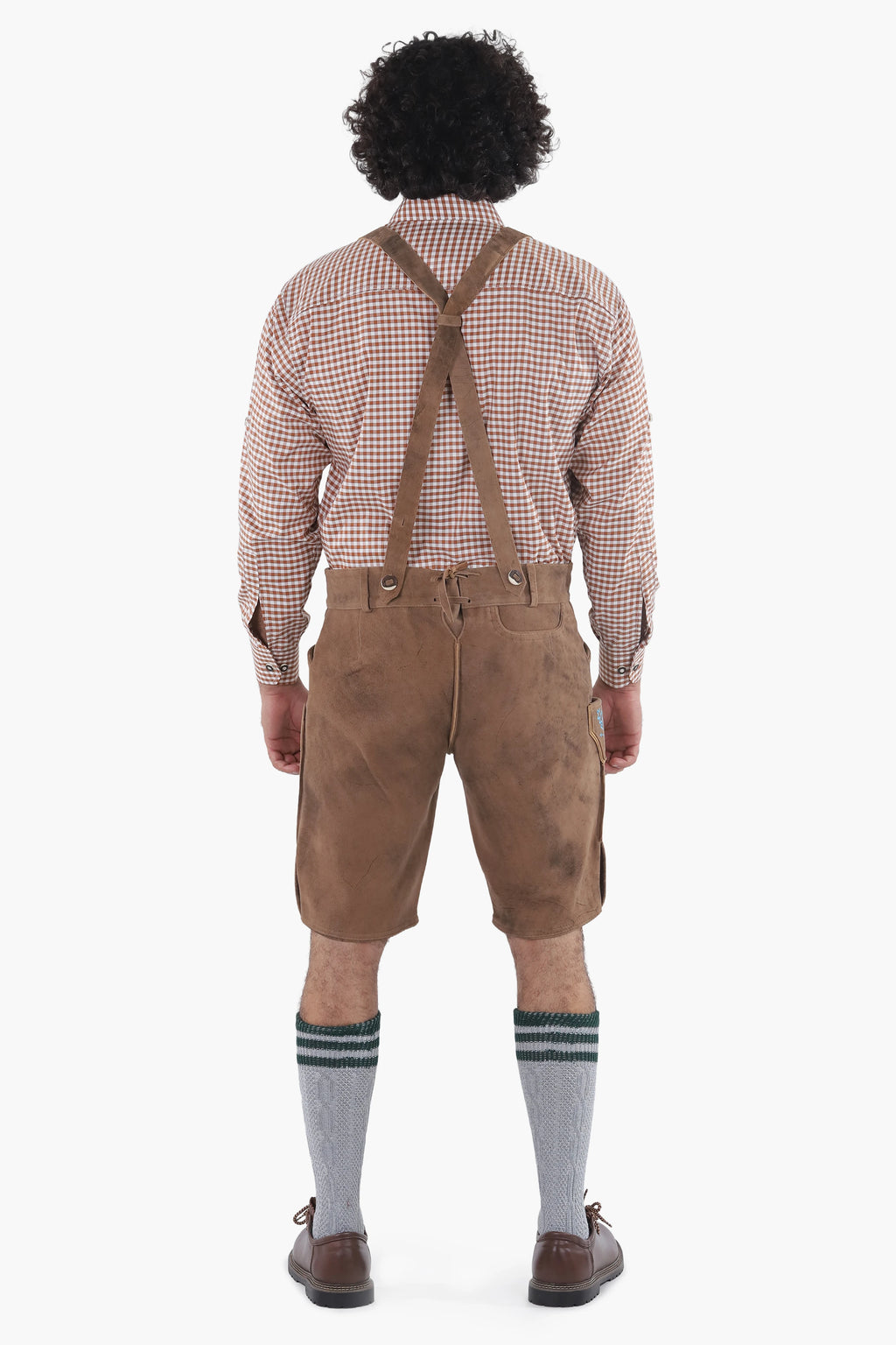 Dark Walnut Brown Lederhosen Men Shorts