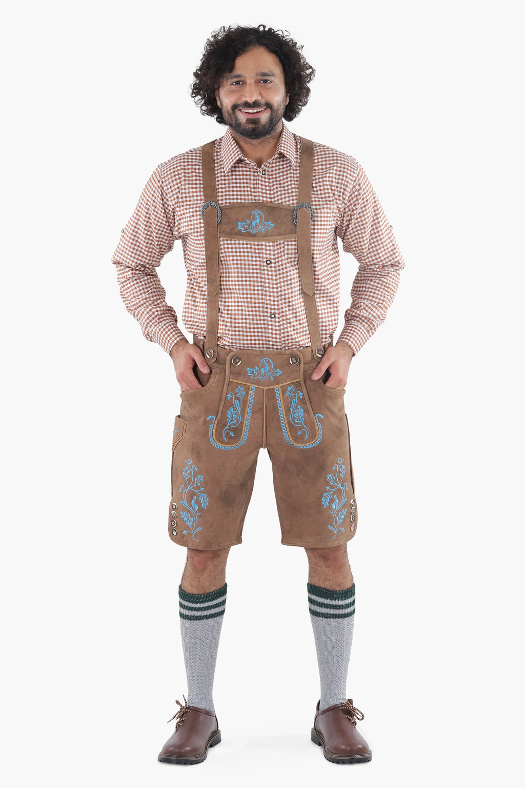 Dark Walnut Brown Lederhosen Men Shorts