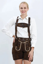 Authentic Women's Lederhosen in Vintage Brown
