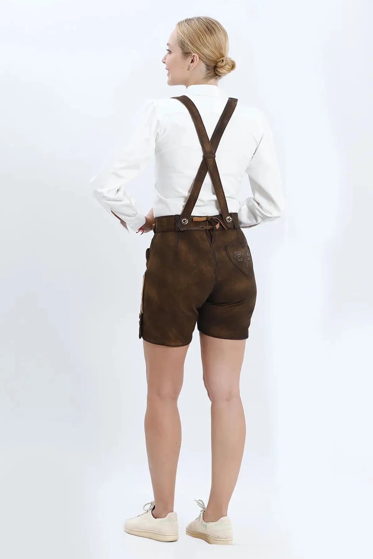 Authentic Women's Lederhosen in Vintage Brown