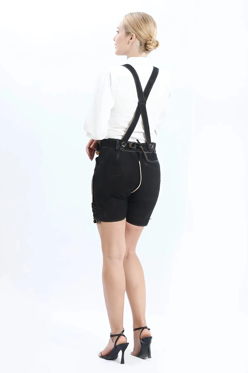 German Women's Lederhosen with Black Alpine Flair