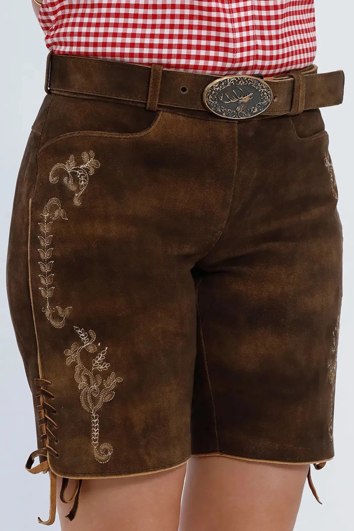 Delicate Edelweiss Embroidered Women Lederhosen