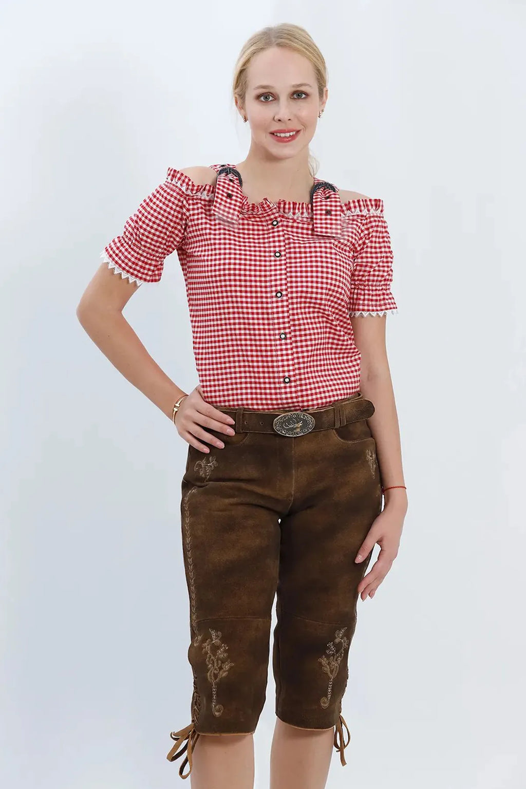 Delicate Embroidered Women Long Lederhosen
