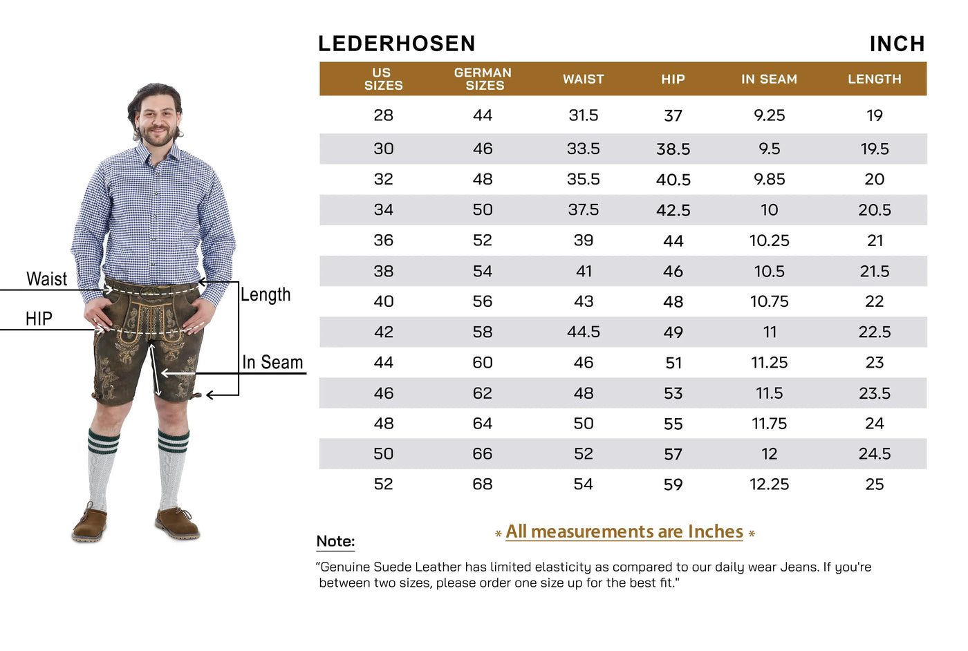 Lederhosen Size Guide