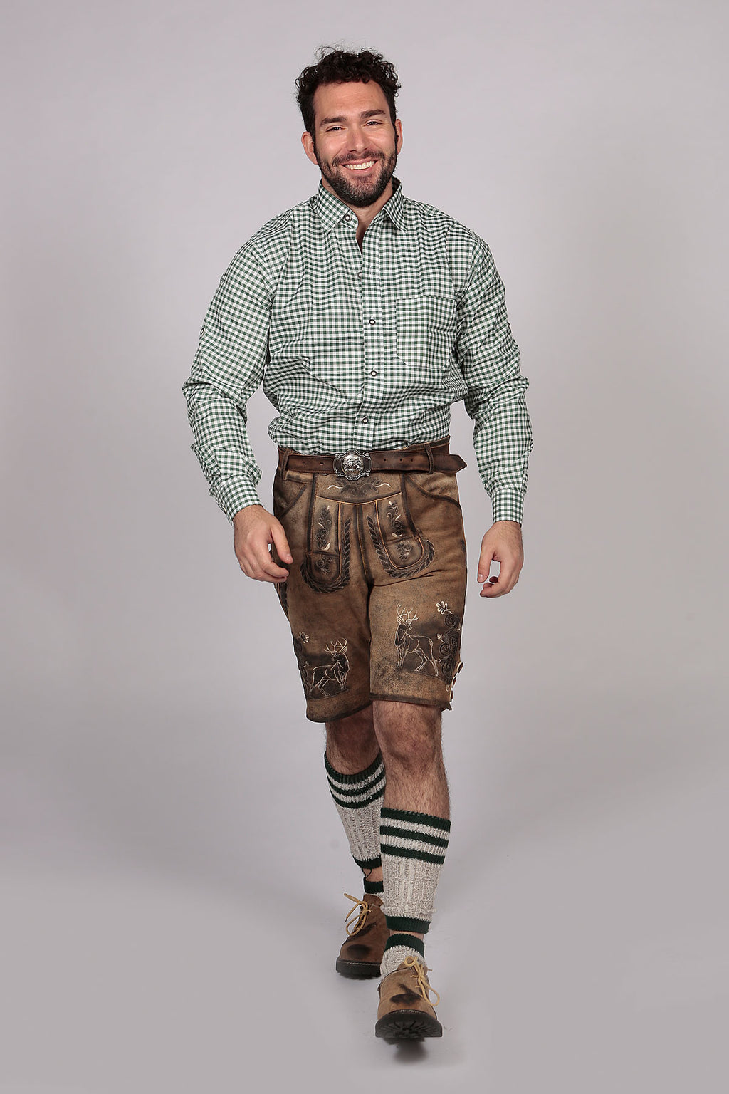 Green Checkered Lederhosen Oktoberfeest Shirt