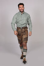 Green Checkered Lederhosen Oktoberfeest Shirt