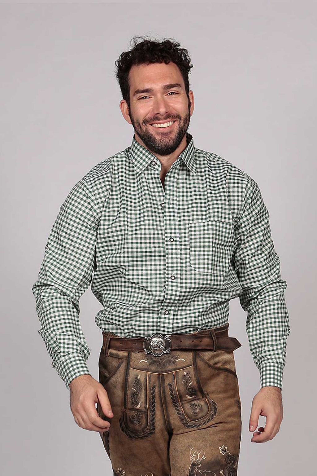 Green Checkered Lederhosen Oktoberfeest Shirt