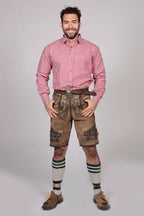 M-SRT-06-2 - Red Checkered Lederhosen Shirt Oktoberfest