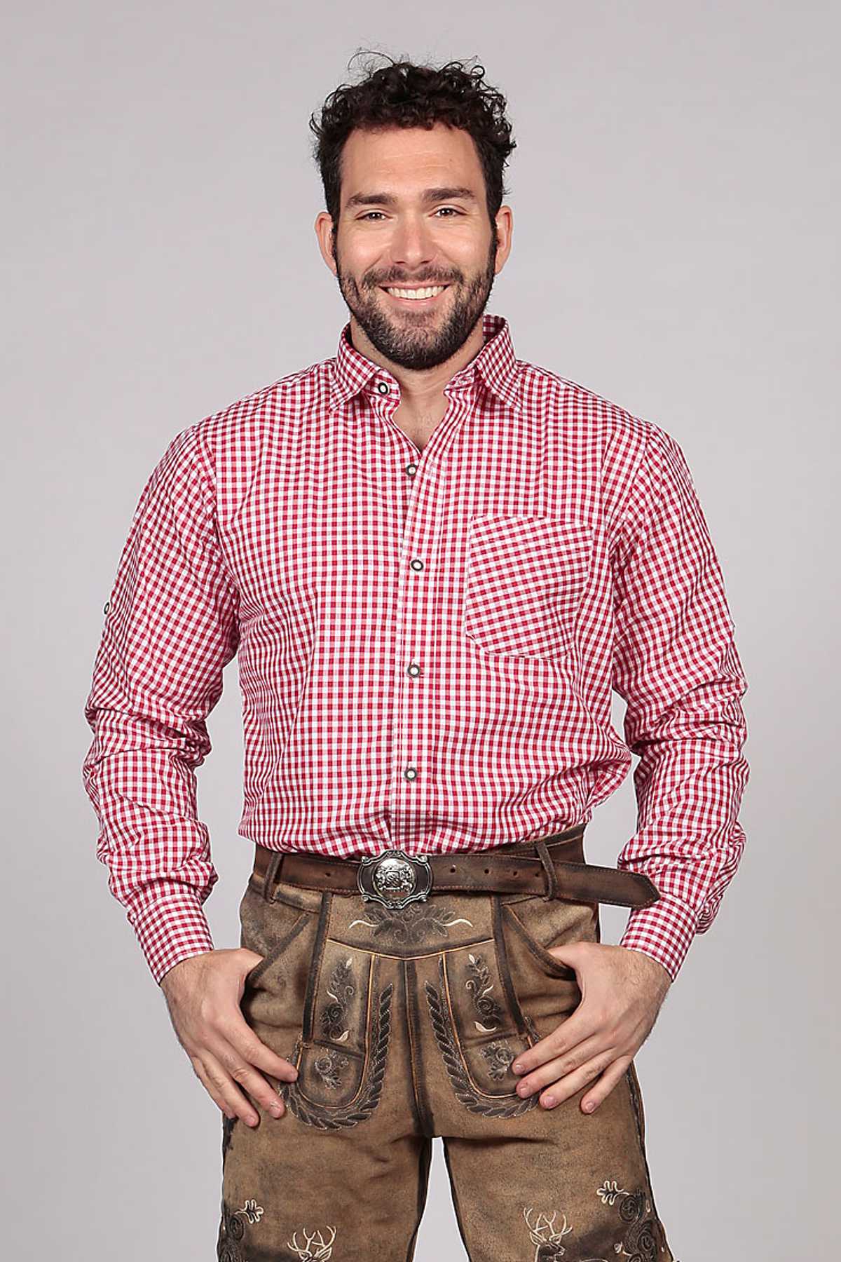 Shirt Small Checkered Dark Red – Lederhosen Store