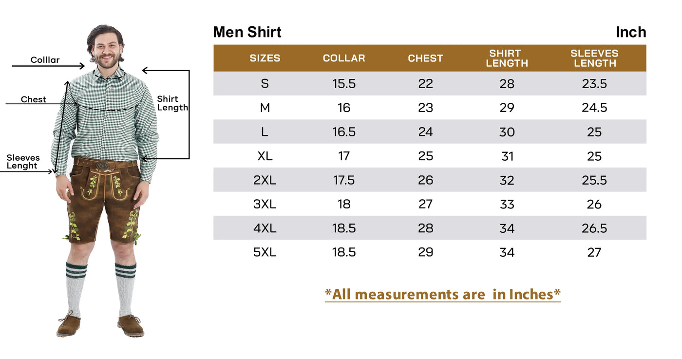Men’s Shirts Size Guide