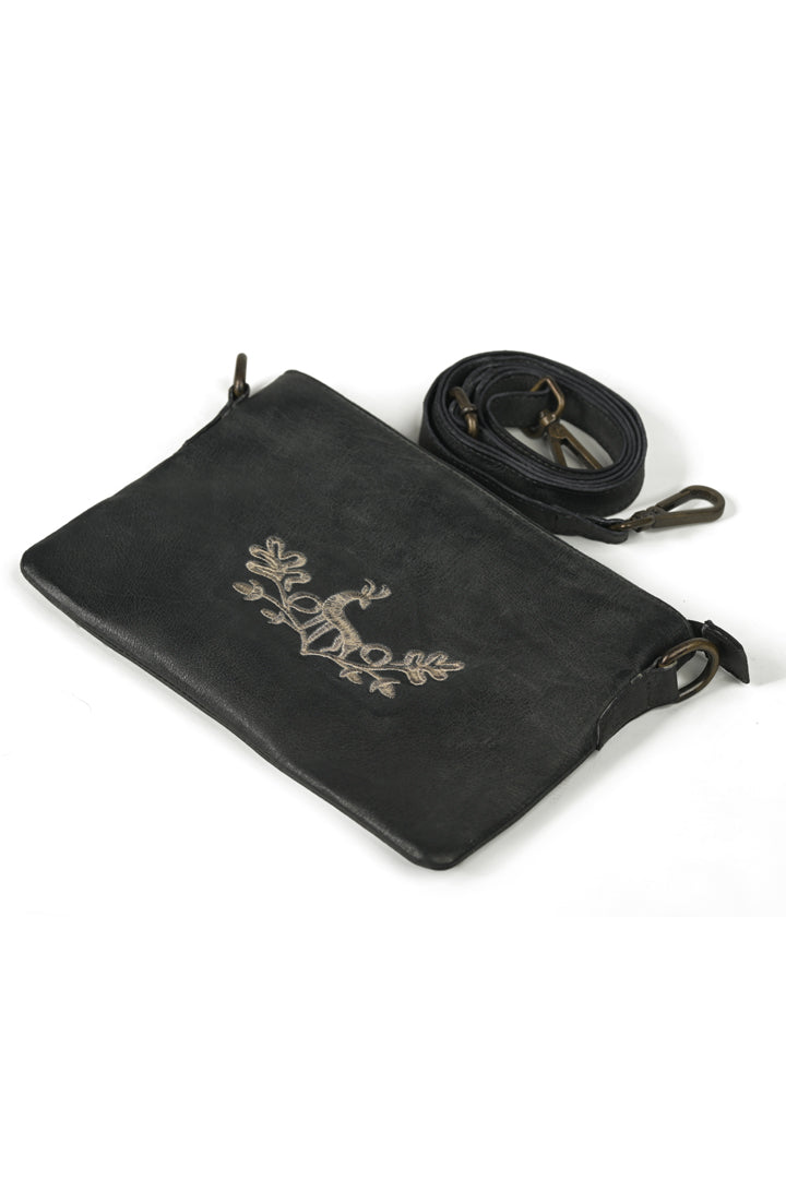 Hand Embroidered Black Colour Bag with Adjustable Strap