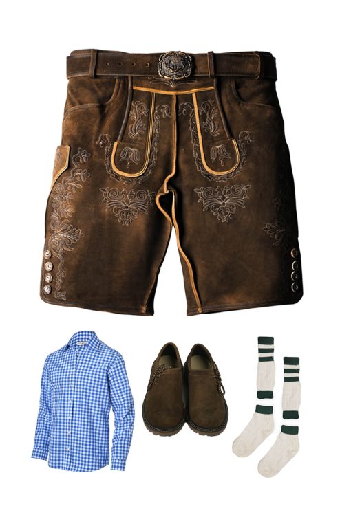 Traditional German Leather Embroidered Elegance Oktoberfest Outfit Sets
