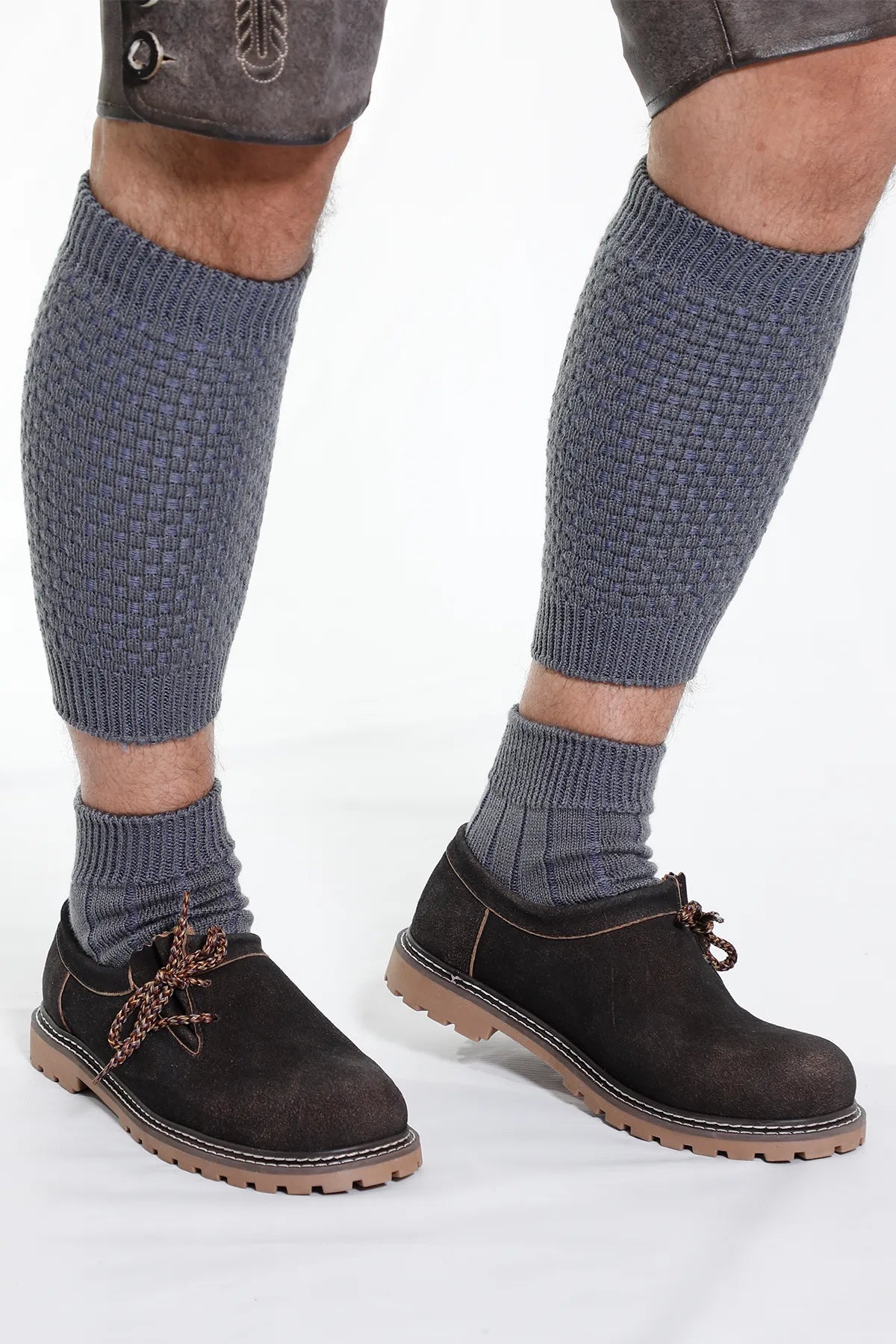 2 Piece Gray Loferl Trachten Socks for Oktoberfest and Bavarian Occasions