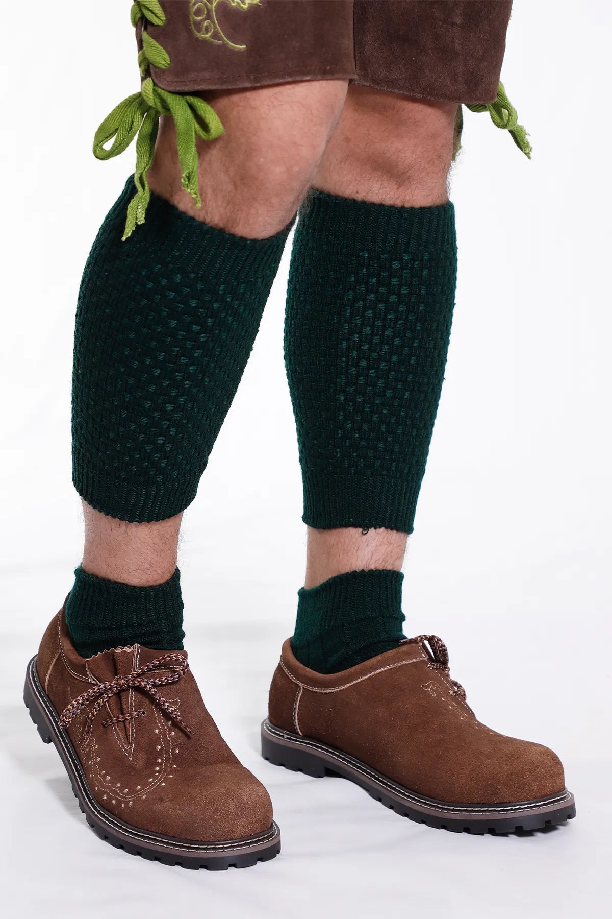 2 Piece Green Loferl Trachten Socks for Oktoberfest and Bavarian Occasions