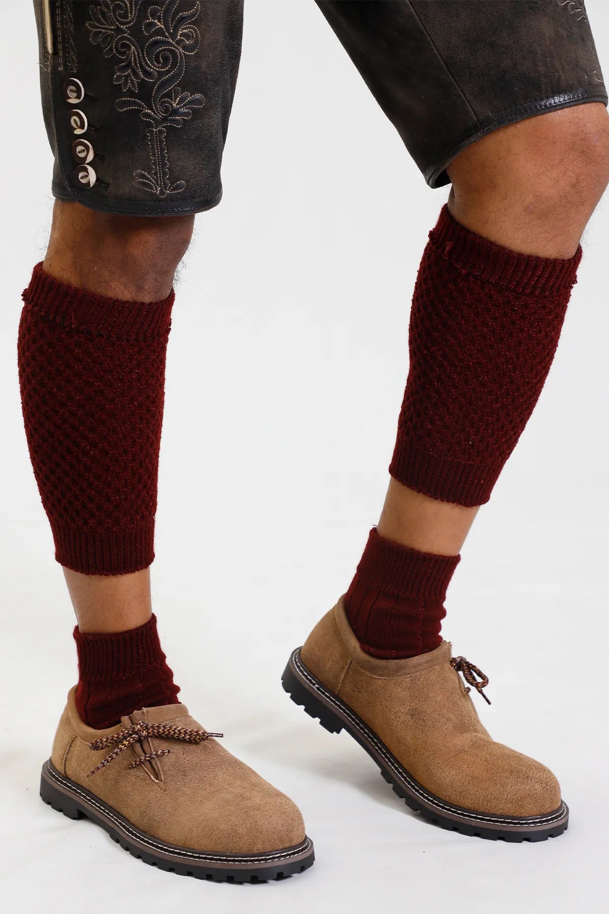 2 Piece Red Loferl Trachten Socks for Oktoberfest and Bavarian Occasions
