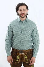 Lederhosen Men Green Checkered Shirt for Oktoberfest