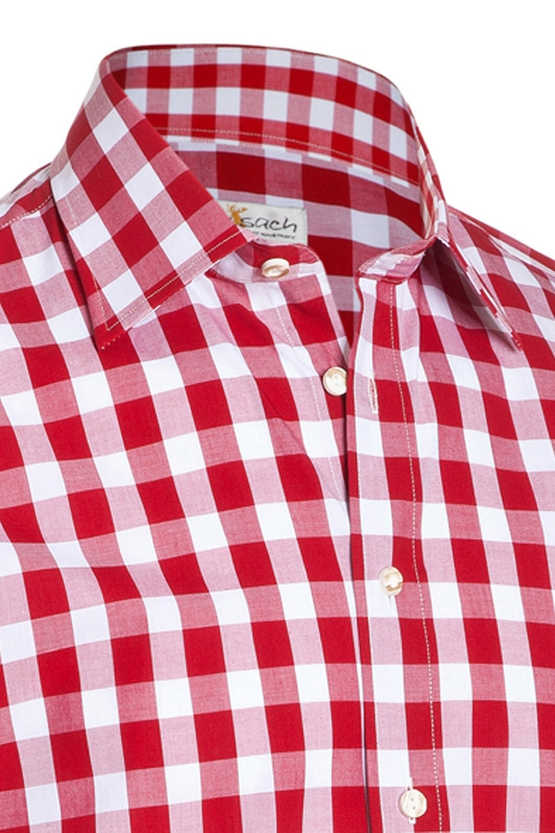 Bavarian Checkered Shirt Dark Red Lederhosen Store Bavarian Checkered Shirt Dark Red Lederhosen Store