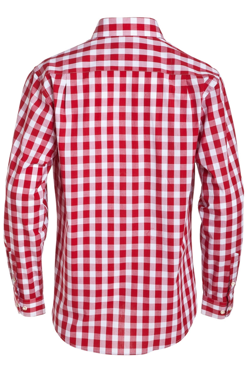 Bavarian Checkered Shirt Dark Red – Lederhosen Store