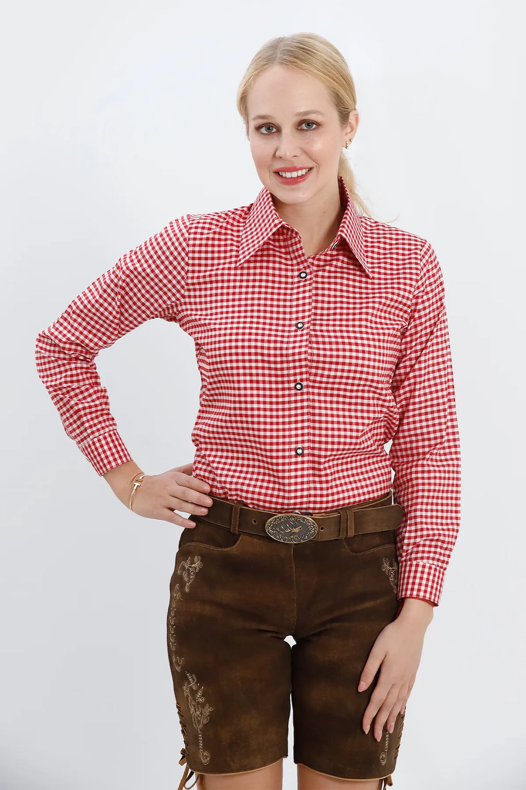 oktoberfest dress shirt OS Trachten Men's Long Sleeve Regular Fit Shirt Savoy red