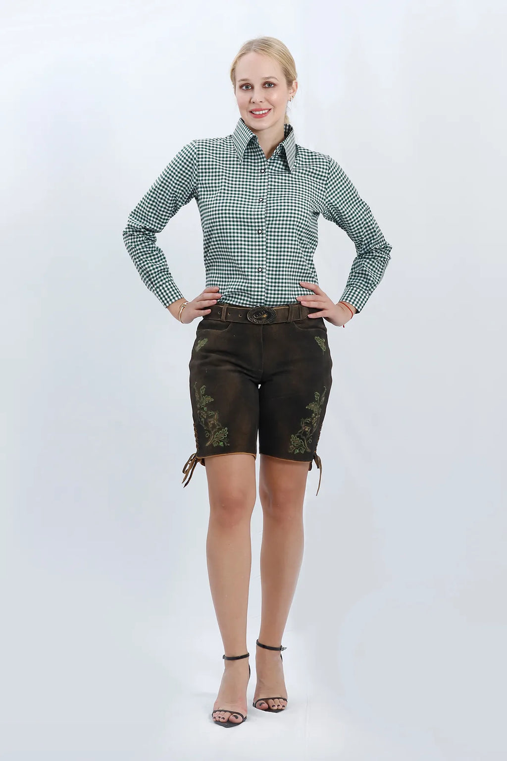 Women Oktoberfest Shirt Green Checkered