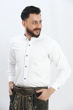 Alpine Pleated White Bavarian Shirt for Men