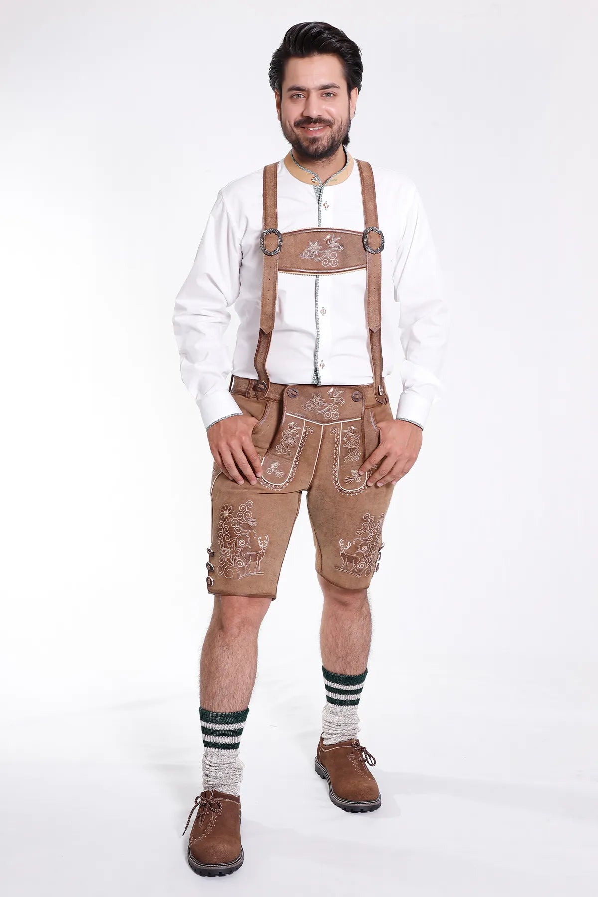 Traditional Bavarian White Shirt with Piping Details