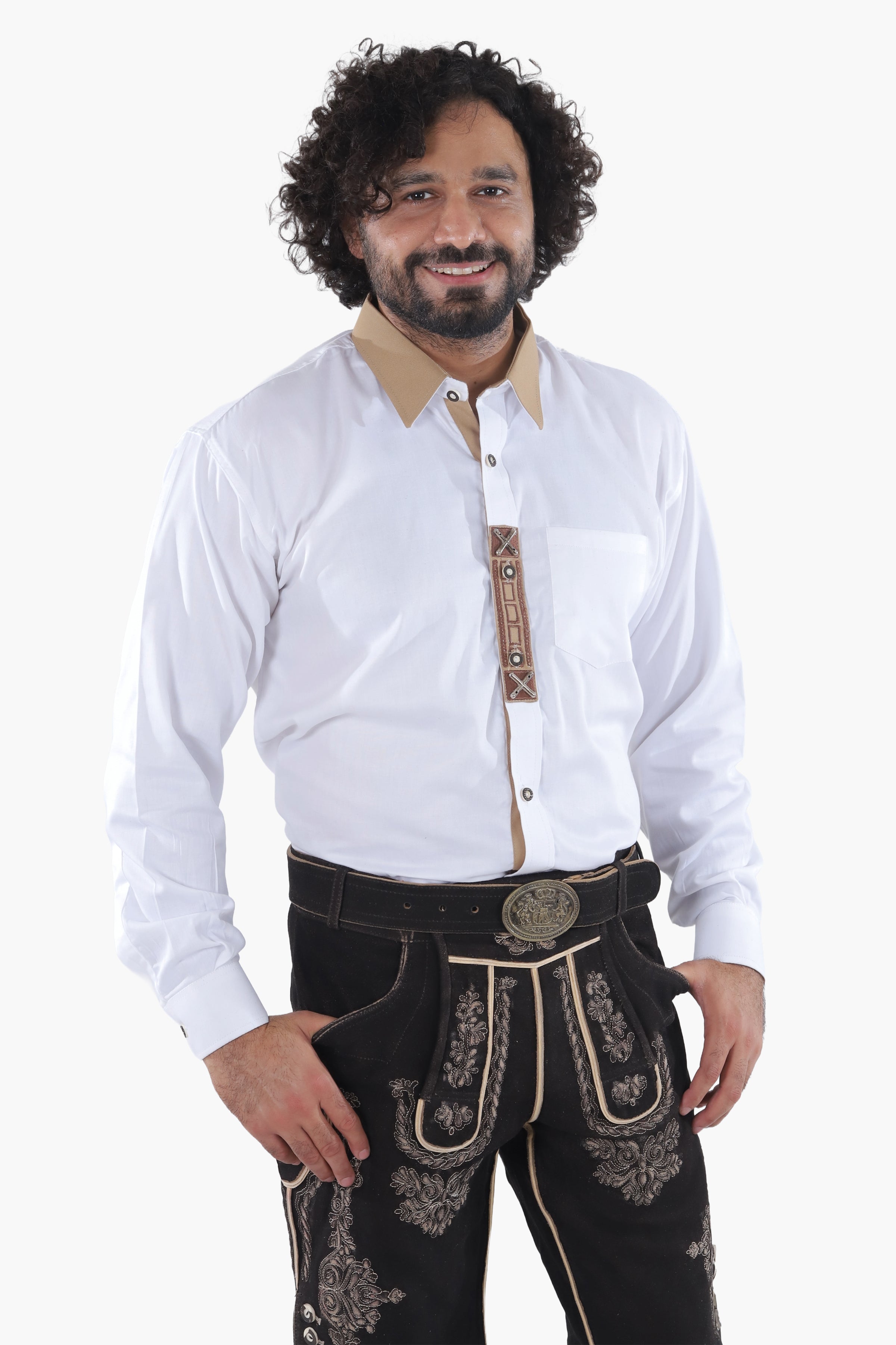 Genuine Bavarian Lederhosen for Men Hazelnut Brown Set