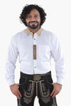 Milky White Lederhosen Shirt with Tan Highlights