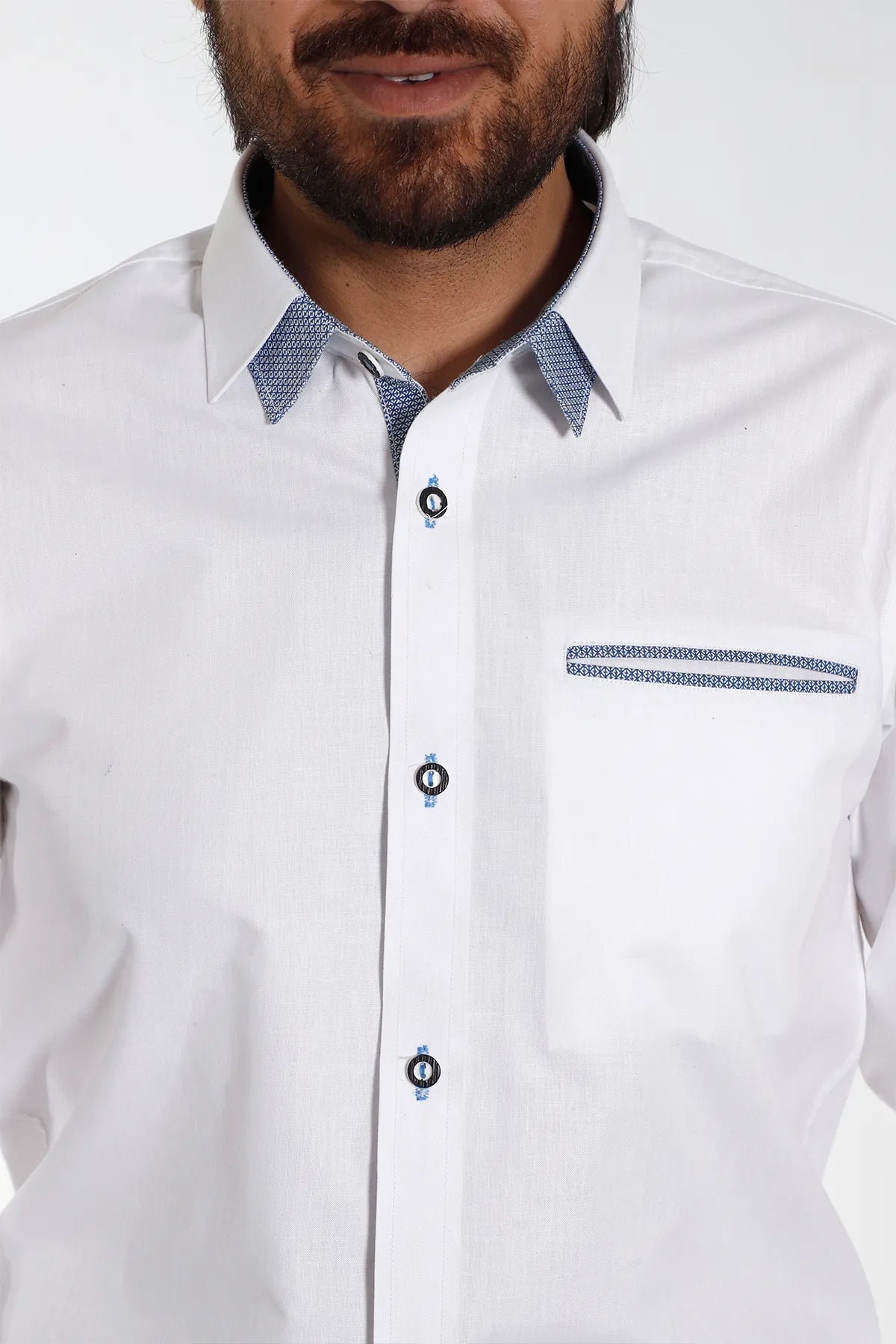 Men's Authentic German Shirt with Blue Trim