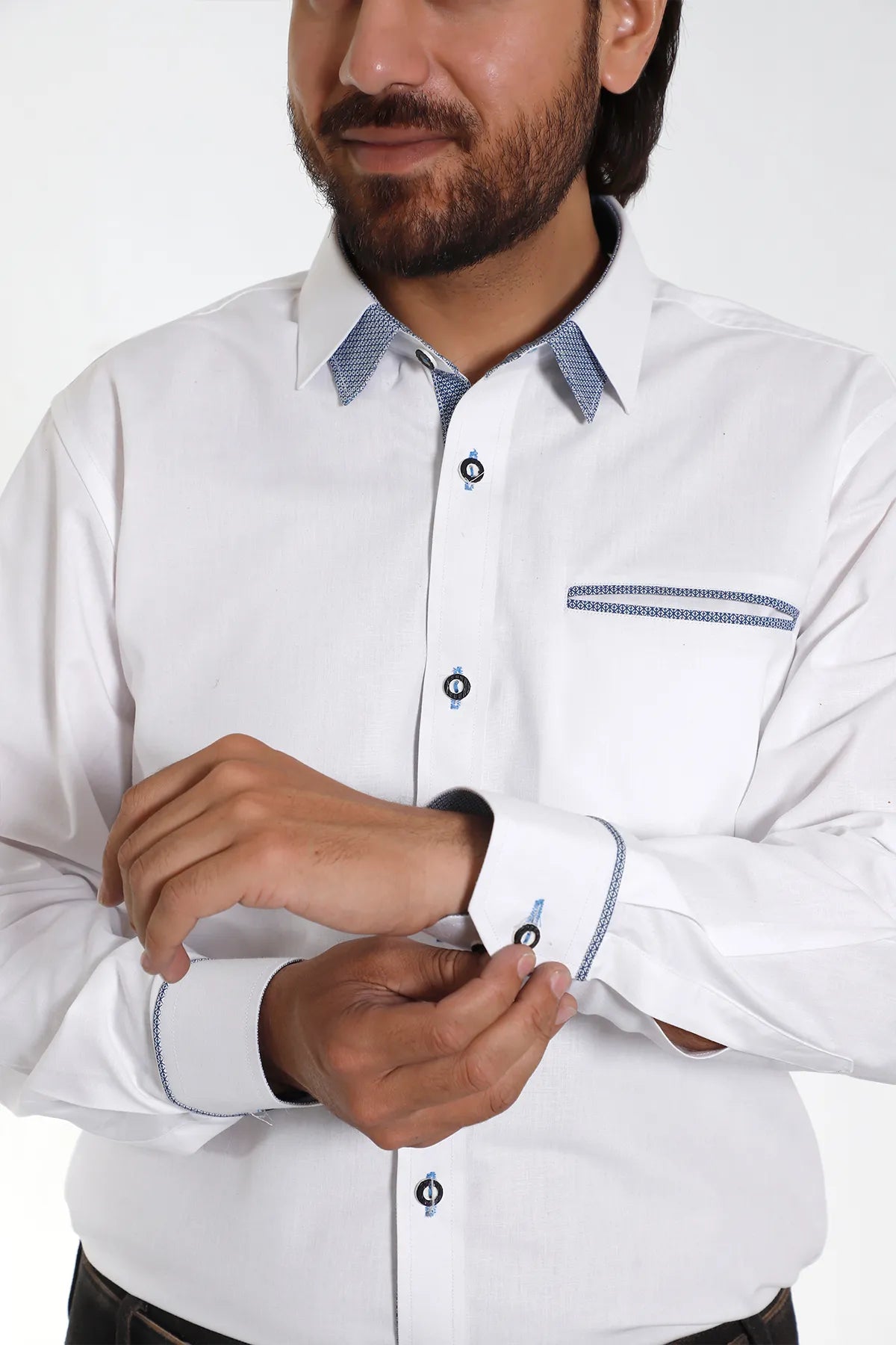 Men's Authentic German Shirt with Blue Trim