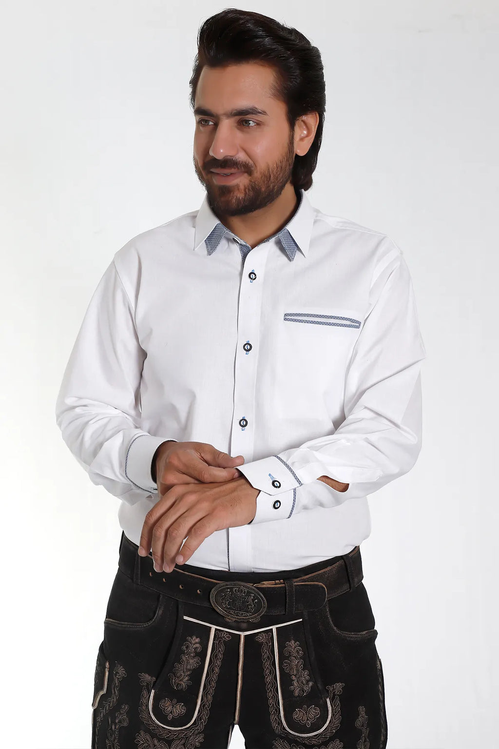 Men's Authentic German Shirt with Blue Trim