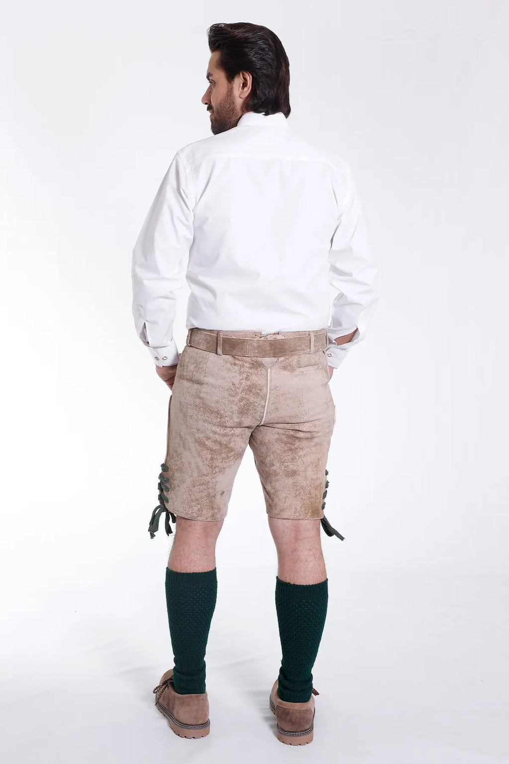 Classic Milky White Mens Shirt with Red Piping