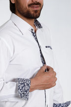 Lederhosen Men Traditional White Shirt with Embellishment on Collar and Cuffs.
