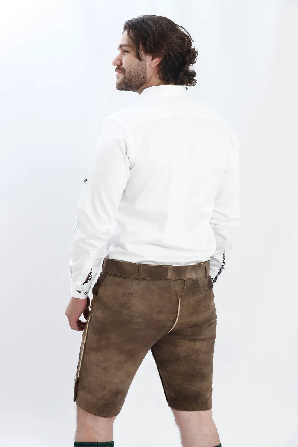 White Lederhosen Shirt with Contrasting Black Boundaries