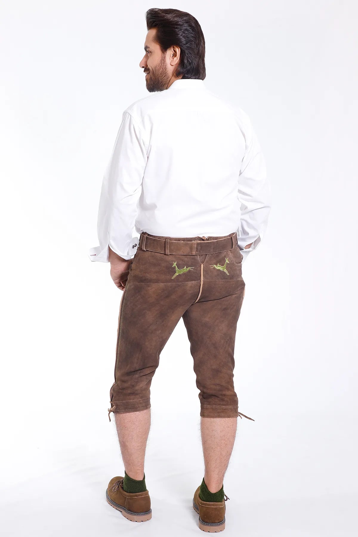Alpine Elegance White Lederhosen Shirt with Red Accents