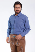 Lederhosen Men Traditional Blue Checkered Shirt