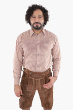 Traditional Brown Checkered Shirt for Lederhosen