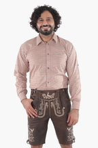 Traditional Brown Checkered Shirt for Lederhosen