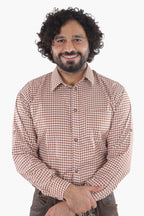 Traditional Brown Checkered Shirt for Lederhosen