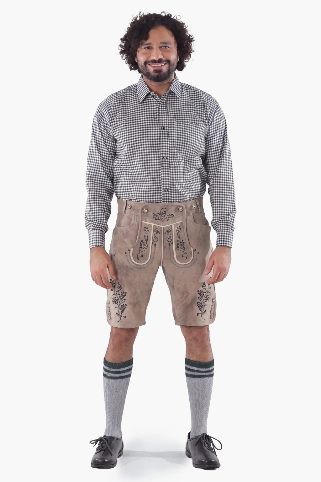 Traditional Black Checkered Shirt for Lederhosen