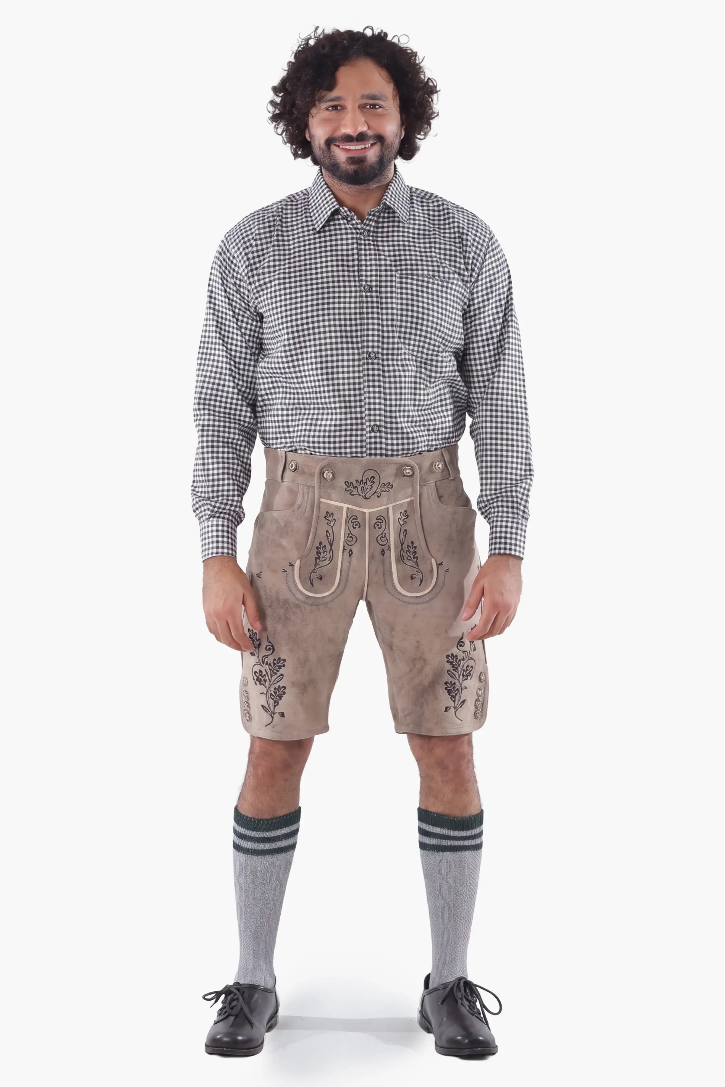 Traditional Black Checkered Shirt for Lederhosen